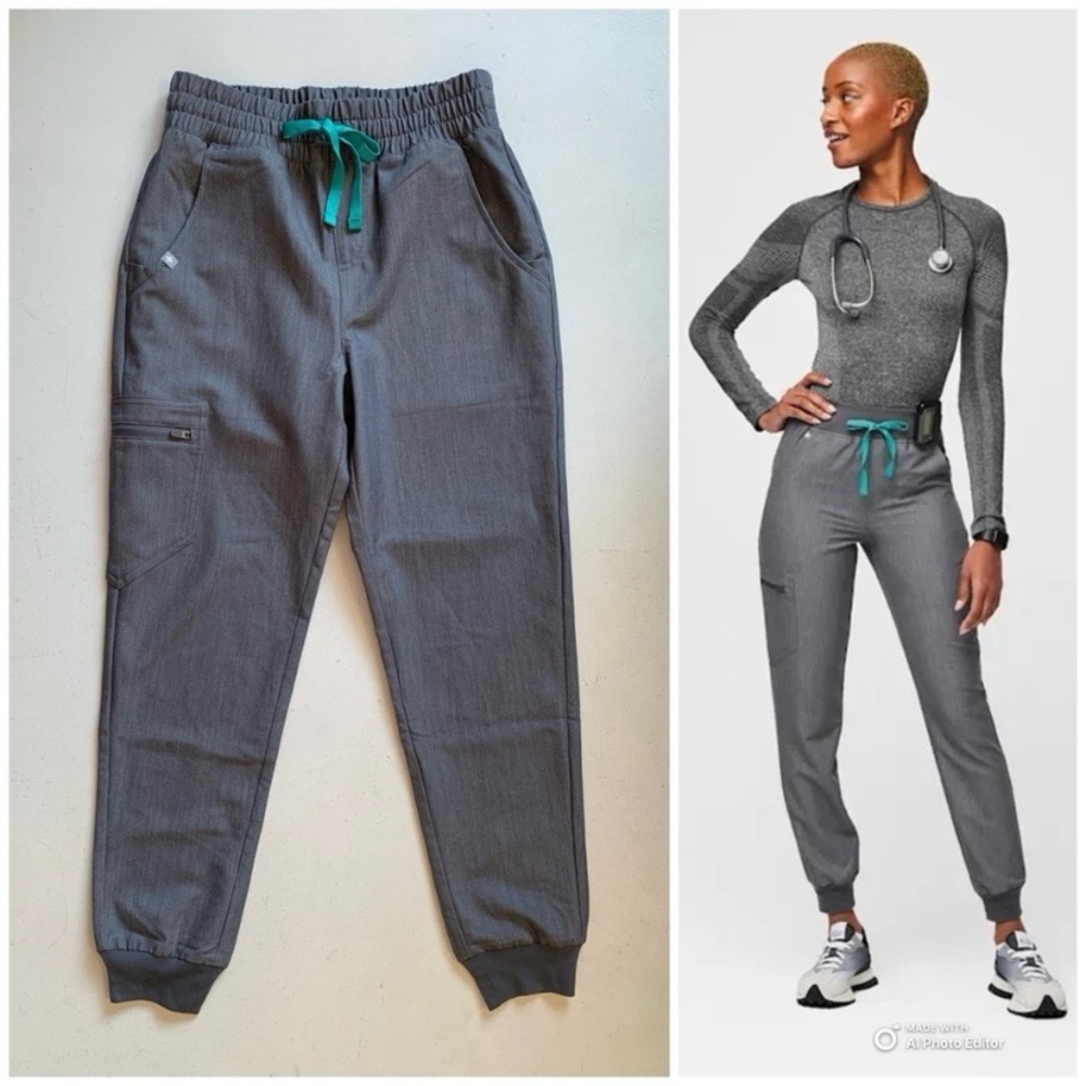 Figs XS Petite High Waisted Zamora Jogger Scrub Pants in Graphite Gray NWT